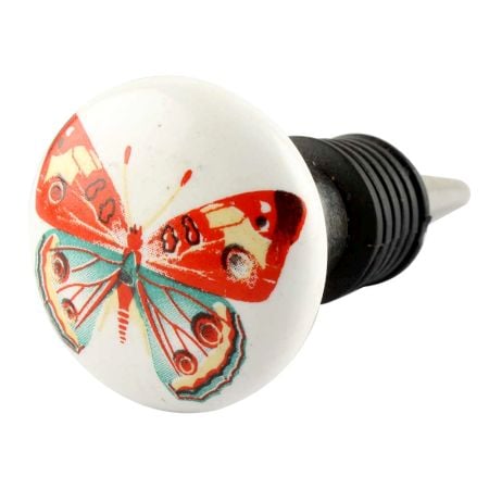 Multicolor Butterfly Ceramic Wine Stopper